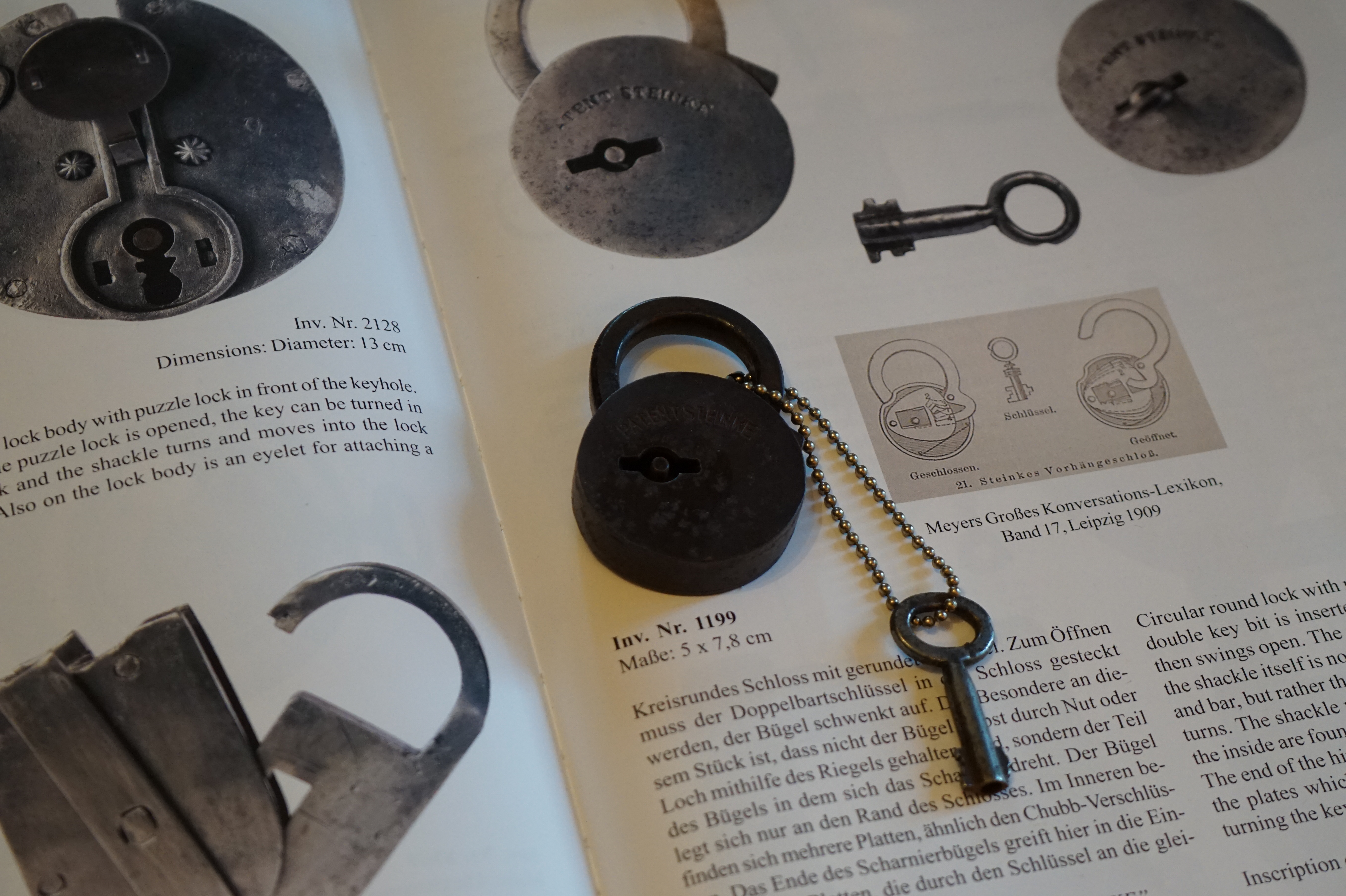 Steinke Patent Padlock Key ABUS BKS CES SUL Arthur Bühl Security Detektiv Auskunftei Fuhlsbüttel Meyers Konversations Lexikon